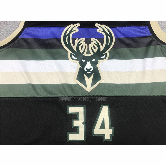 Camiseta Milwaukee Bucks Giannis Antetokounmpo NO 34 Statement 2021 Finals Negro